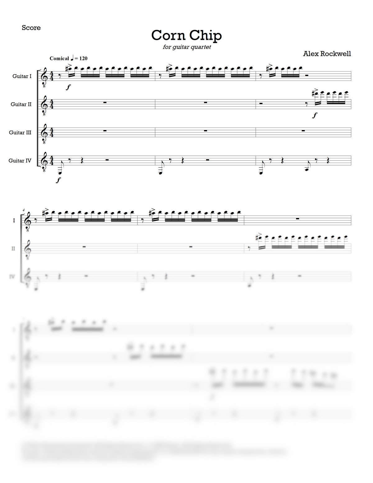 Corn Chip for guitar quartet – Alex Rockwell