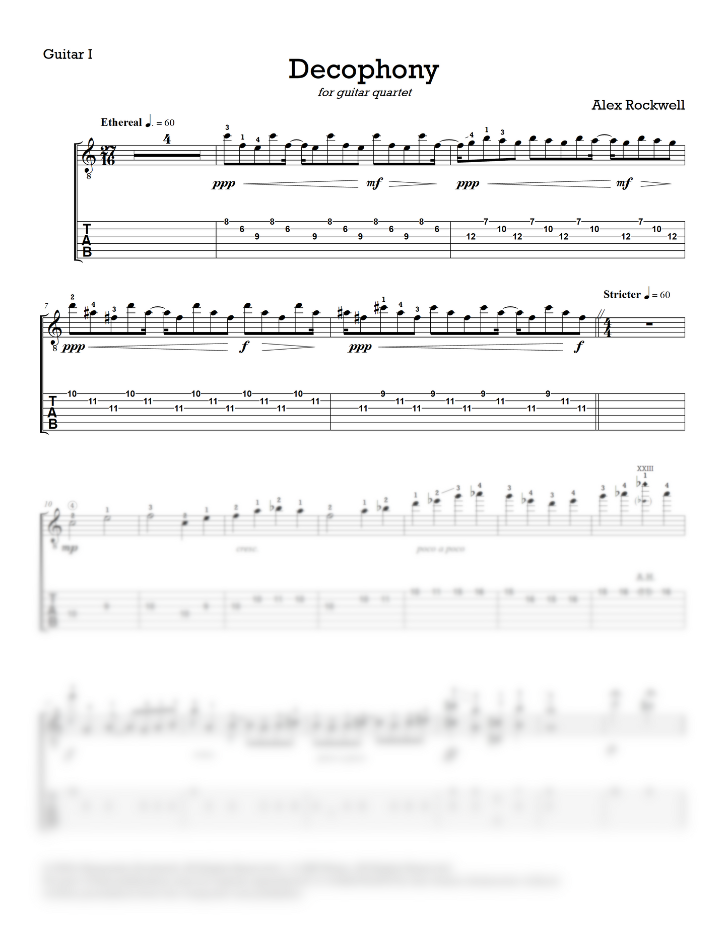 Decophony for guitar quartet